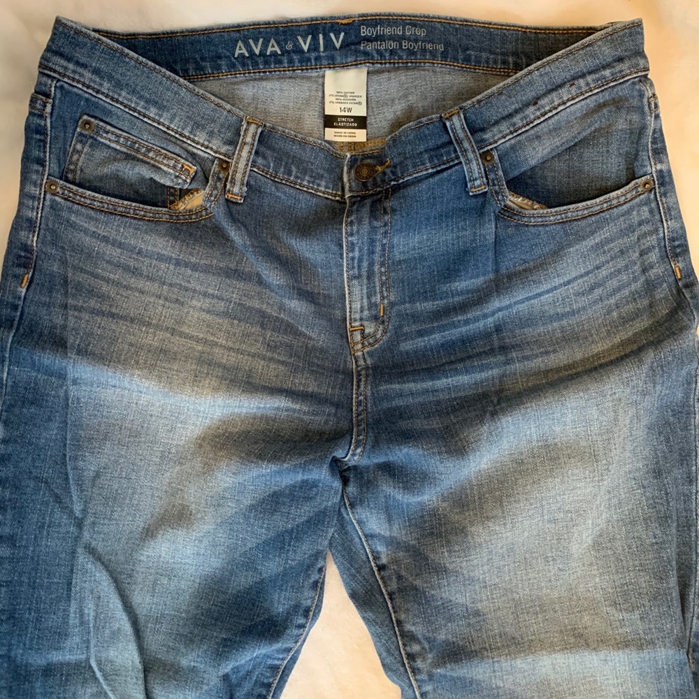 AVA & VIV Boyfriend crop-cuff ankle 14W